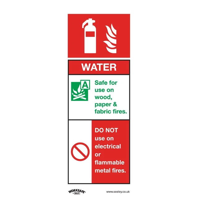 Sealey SS27P1 Sûr Conditions Sécurité Signe - Eau Feu Extincteur - Rigide Plas