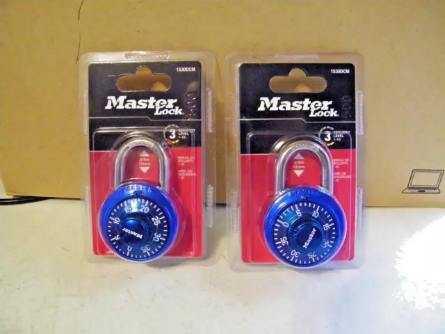 2 Master Lock Combination Padlocks Anti Shim Blue 1530DCM - NEW