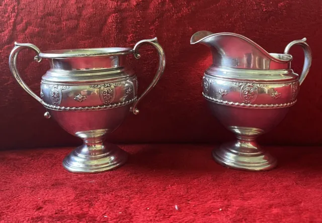 Wallace 4640-9 Rose Point Sterling Silver Sugar Creamer Set -Excellent Condition
