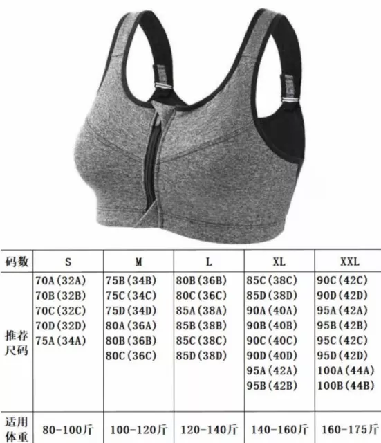 Damen Sport BH Push Up Ohne Bügel Vorderverschluss Fitness Joggen Yoga Bra 2