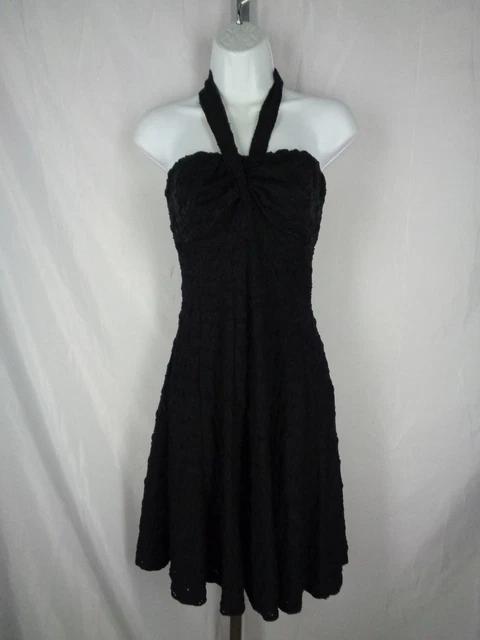 Elana Kattan Black Eyelet Halter Strapless Dress Size Small New