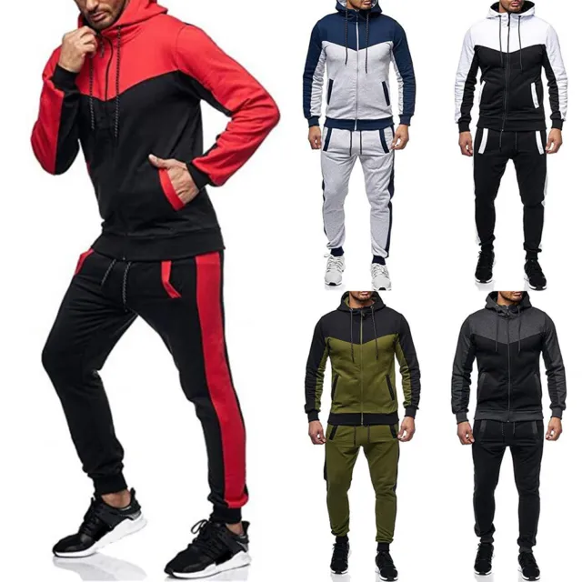 Set Tuta Da Uomo Set Da Jogging Giacca E Pantaloni Con Cappuccio Tuta M-3Xl A