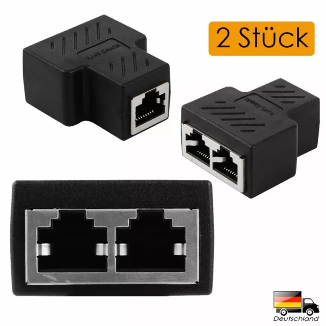 2x RJ45 Y Verteiler Adapter Splitter Netzwerk LAN Kabel Doppler 1 bis 2 Port