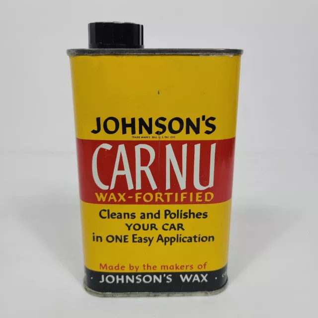 Vintage Johnson's Paste Wax 1 Pound Advertising Tin Can Racine Part Full