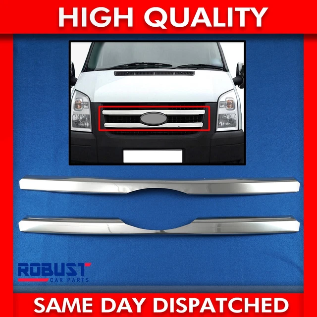 2 Pcs S.steel Chrome Front Grill Trim Cover For Ford Transit (2006-2013)