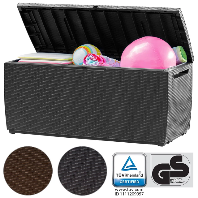 Amopatio Gartenbox 650 Liter Braun - Wetterfeste Aufbewahrung Aus Polyrattan