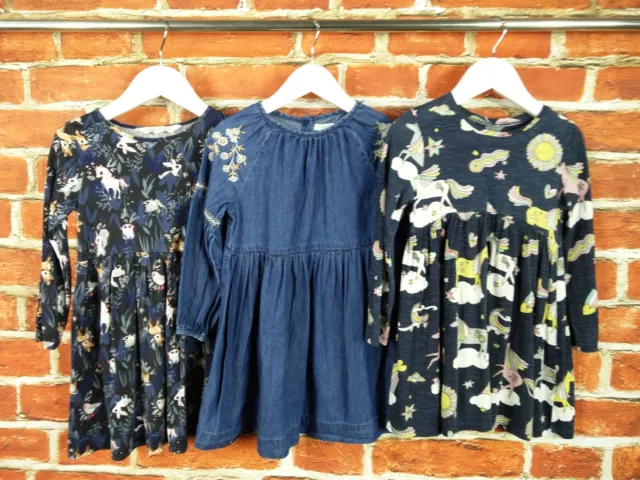 Girls Bundle Age 2-3 Years Next H&M Long Sleeve Dress Set Blue Denim Casual 98Cm