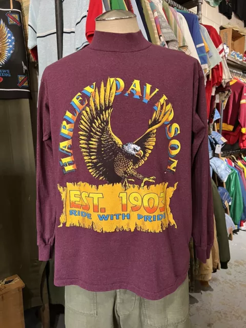 VINTAGE HARLEY DAVIDSON eagle long sleeve t shirt Large graphic biker ...