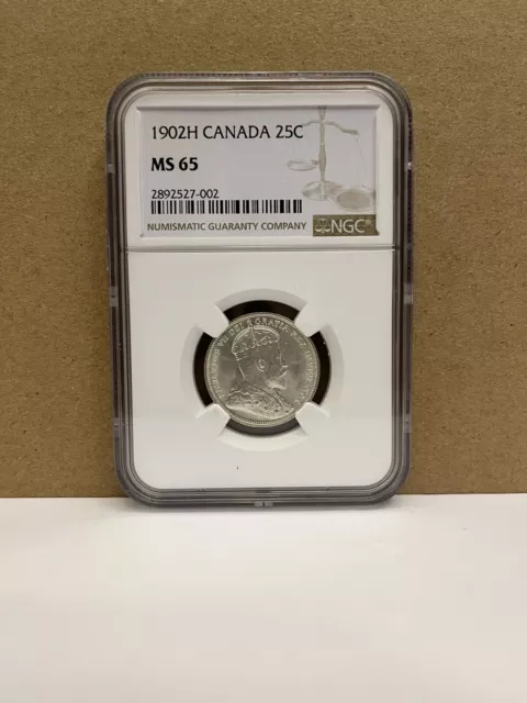 1902-H Canada 25 Cents NGC MS65 RARE Gem Uncirculated King Edward VII