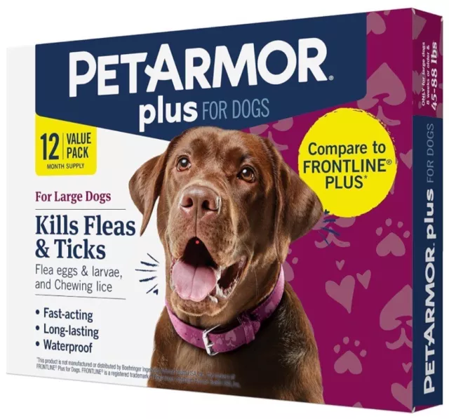 PetArmor Plus Tick & Flea Prevention for Large Dogs (45-88lbs) 12 Applications