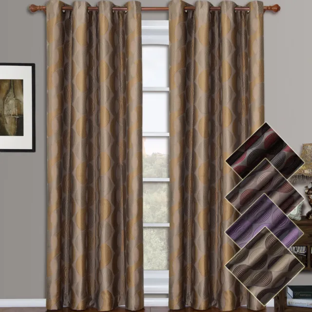 (Set of 2) Savanna Grommet Jacquard Window Curtains Inspired Geometric Panels