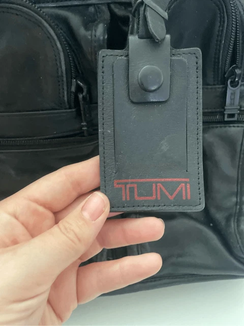 TUMI Alpha Deluxe 2 Wheeled Black Leather Expandable Briefcase Laptop Bag 2