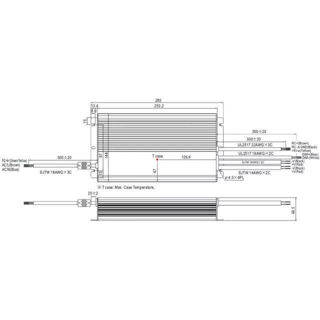 MEAN WELL HLG-600H-24B 600W 24V 25A LED Netzteil IP67 Dimmbar 0-10V PWM 2