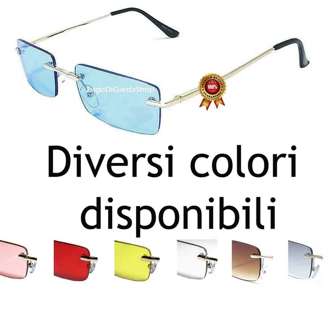 Occhiali da sole uomo donna rettangolari lenti 10 modelli azzurro rosa UV400