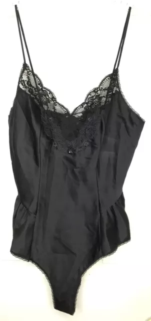 Vintage CHRISTIAN DIOR SAKS FIFTH AVENUE Black Lace V-Neck Bodysuit Sz Large 70s