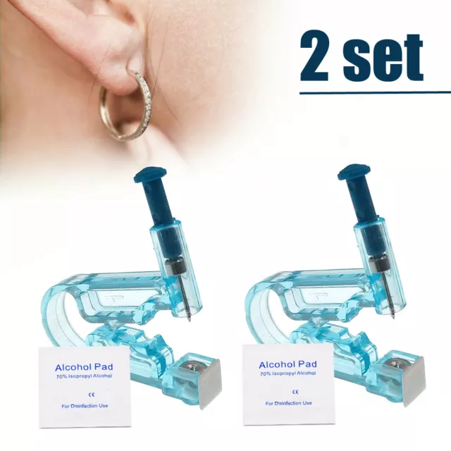 2Pcs Piercing Gun Disposable Sterile Ear Nose Piercing Kit  Ear Rings Studs