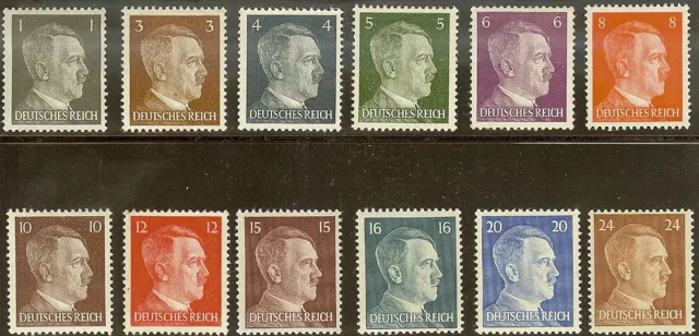 Stamp Germany Mi 781-92 Sc 506-17 WWII Third Reich Adolf Hitler Selection MNG