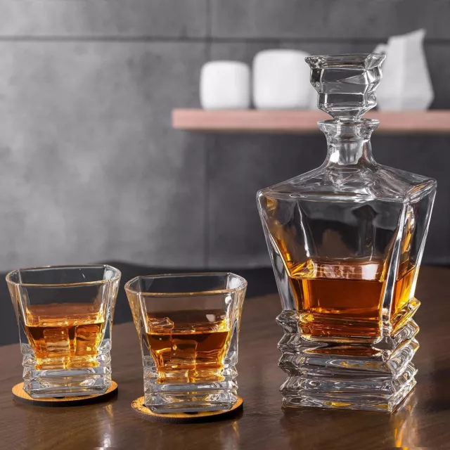 KANARS Crystal Whisky Decanter &4 Glass Tumblers 5-Piece Luxury Gift Box for Men