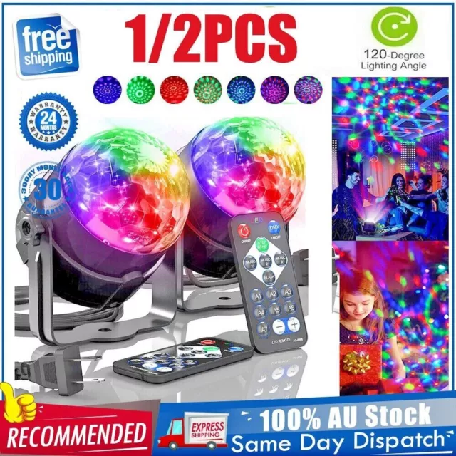 1/2X USB Disco Lights Party DJ LED RGB Stage Lamp Crystal Magic Ball Remote