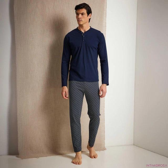 Pyjama Hivernal Pour Homme Enrico Coveri - Interlock Coton Chaud - Tailles à Partir Du 46 Au 60