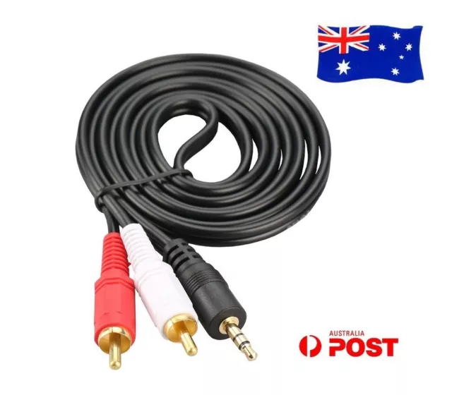 Premium Stereo Audio 3.5mm Aux Jack to 2 RCA M/M Cable Gold Plated 1.5M 5M ~ 20M