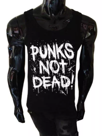 " Punks Not Dead " Canottiera Serigrafato Uomo Punk Maglia Rétro Grunge Canotta