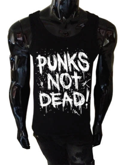 " Punks Not Dead " Canottiera Serigrafato Uomo Punk Maglia Rétro Grunge Canotta
