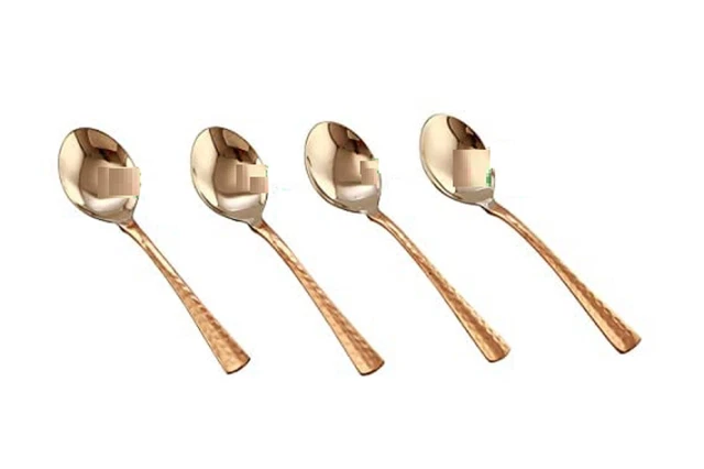 Indianer Traditionell Stahl & Kupfer Löffel Für Served Reis Mit Geschirr Set 4