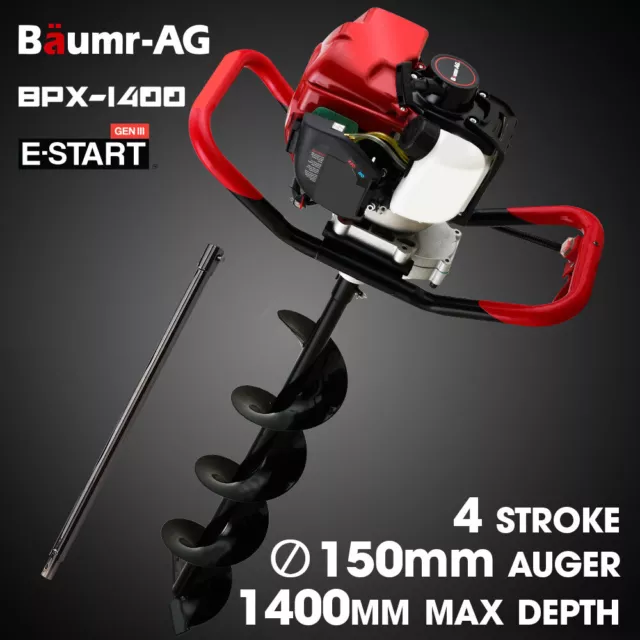 BAUMR-AG BPX-1400 38cc 4-Stroke Petrol Post Hole Digger Auger Earth Borer Drill