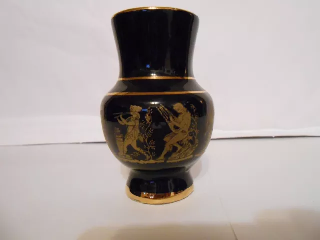 Adis Vintage Mini Vase. Handmade in Greece  Black W/ 24k Gold Trim