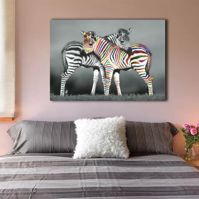 Zebra Stretched Canvas Prints Framed Hanging Wall Art Giclee Home Decor Painting