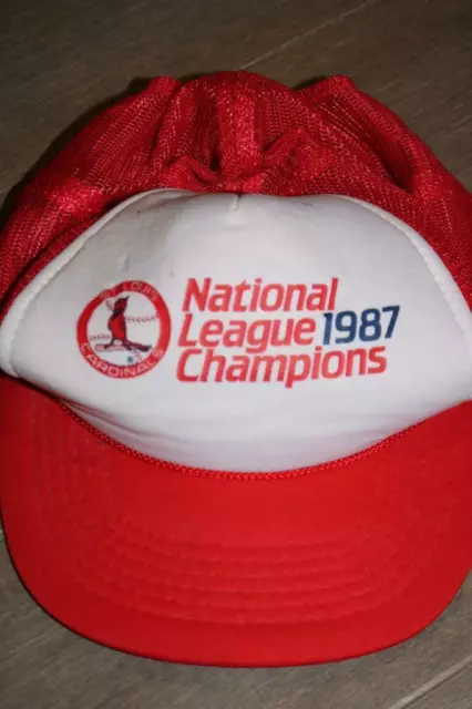 VINTAGE 80s ST LOUIS CARDINALS TRUCKER HAT SNAPBACK CAP 1987 NL CHAMPIONS RARE