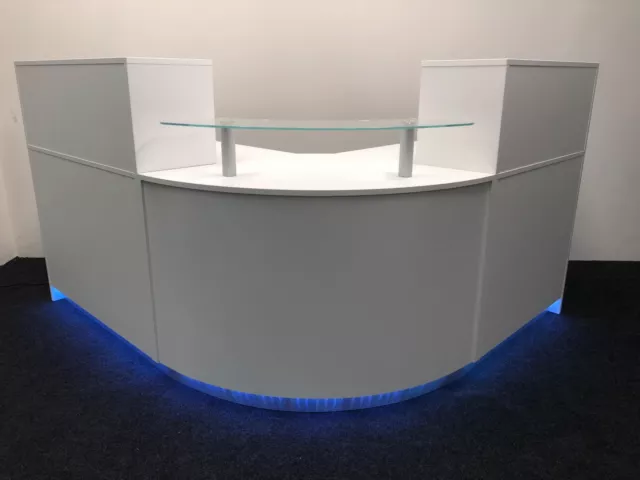 Reception Desk White Reception Curved Reception Desk Glass Shelf Led Lights