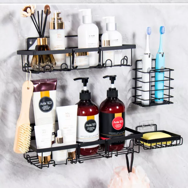 5 Pack Bathroom Shower Caddy Shelf Wall Mounted Organizer Rack Storage Holder 2