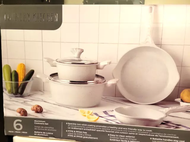 COUNTRY KITCHEN 9.5” & 8” Frying Pans Set Of 2 White Eco Friendly Nonstick  NwT $79.99 - PicClick