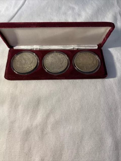 1921 PDS 3 Coin Morgan Dollar Set w/ Littleton Case