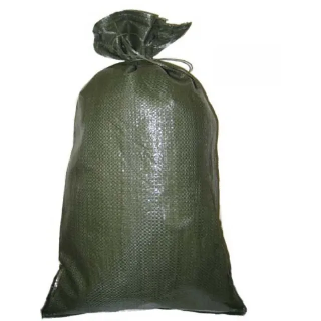 Pack of 50 Yuzet Green PP Sand Bags With Ties Flood Protection Sack Sandbag