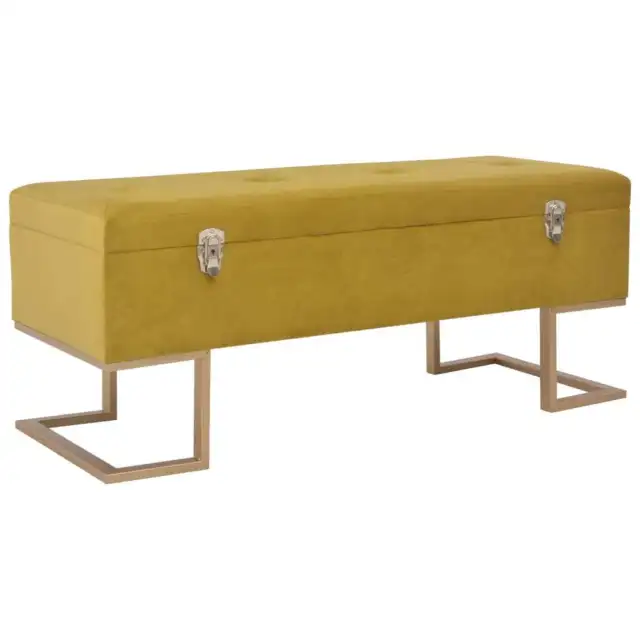 Bench with Storage Compartment 105 cm Mustard Velvet