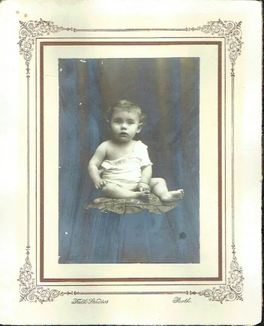 Antique cabinet photo of a Jewish child, Australia, Perth, Falk Studios Inscript