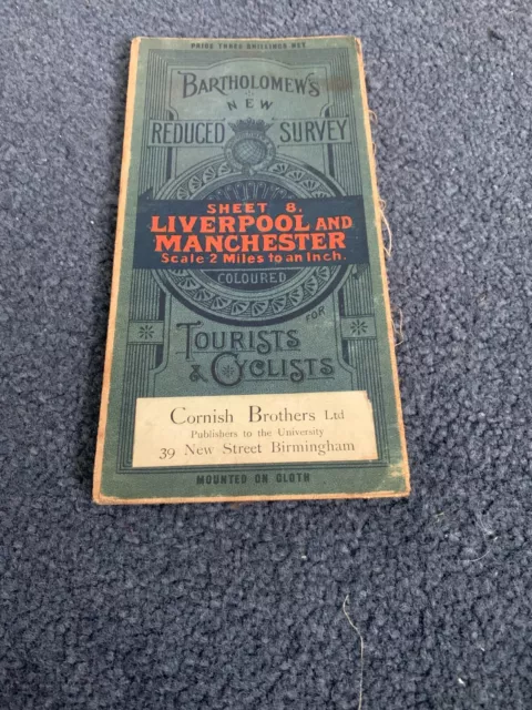 BARTHOLOMEW'S REDUCED SURVEY Tourists & Cyclists Sheet 8 Liverpool & Mmanchester