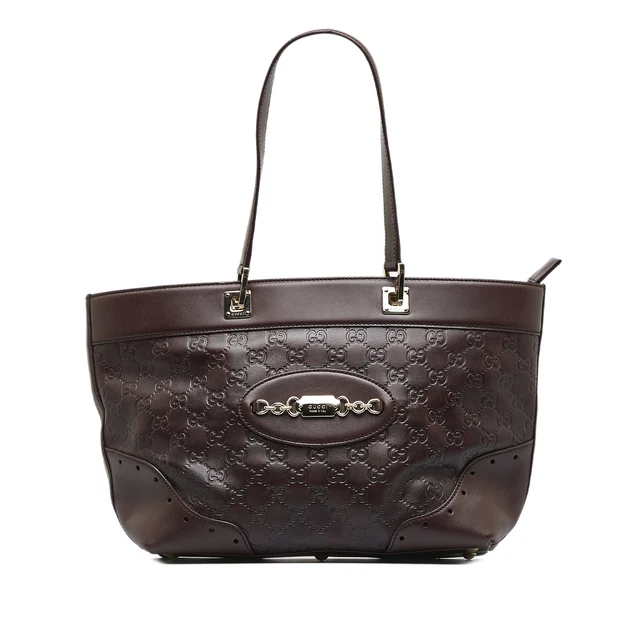 Authenticated Gucci Guccissima Punch Brown Dark Calf Leather Tote Bag Authenticated Gucci Guccissima Punch Brown Dark Calf Leather Tote Bag