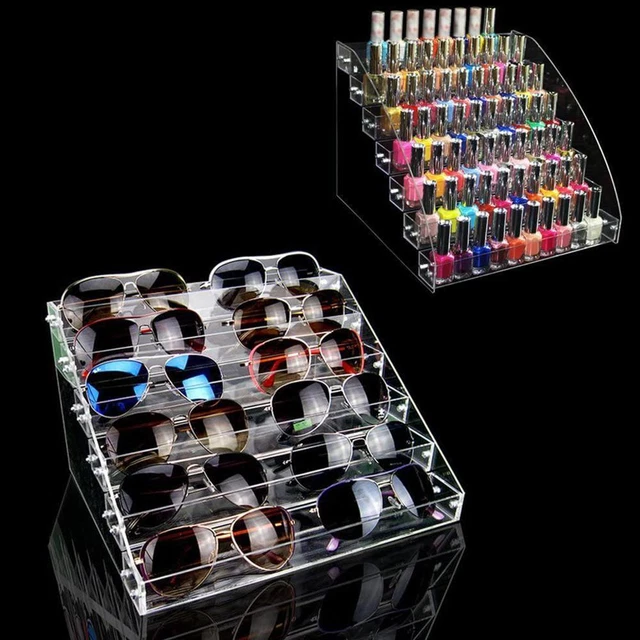 TIERED ACRYLIC RACK Nail Polish Display Shelf Clear Cosmetic Counter ...