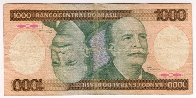 1981 Brasil 1000 Cruzeiros - Low Start - Paper Money Banknotes