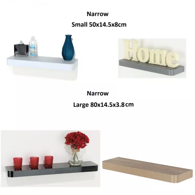 Narrow Floating Wall Shelves Shelf Shelving Kit Rack Decorating Display 4 Colors