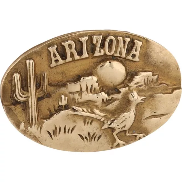 Ottone Arizona Grand Canyon Southwest Roadrunner Sole 1970s Vintage Belt Buckle