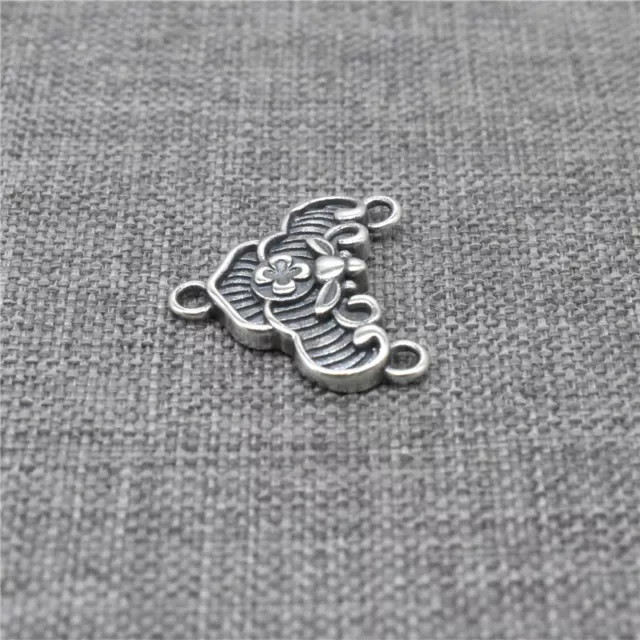 4 Stck. 925 Sterlingsilber Blumenverbinder Charm für Blumenblatt Klee 3