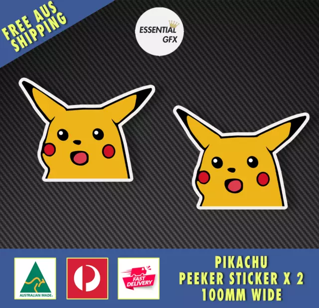 Squished Pikachu Sticker Decal - Peeker Peeper Meme Cute Funny JDM Slap Car  4x4