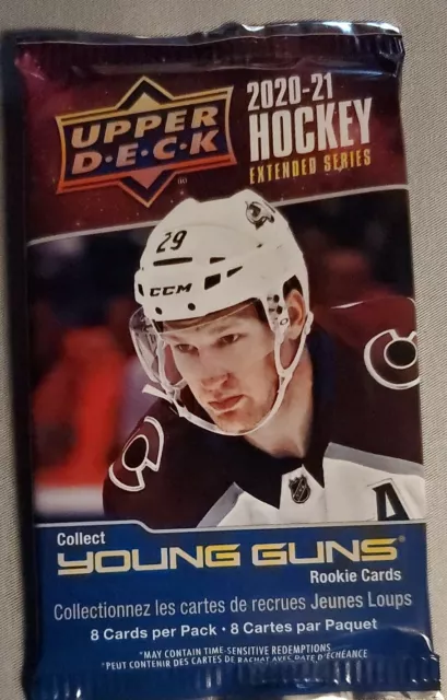 UpperDeck20-21 Hockey,Extended Series, 8card packs look for young guns rookies.