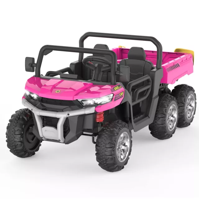 2 Seater Kids Ride on Dump Truck Car 24V 4WD Electric UTV Toys w/ Dump Bed Pink