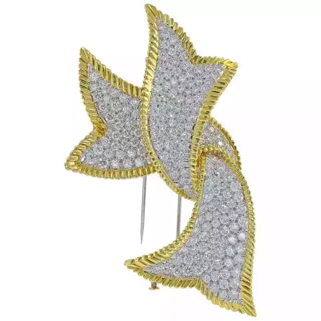 Elegant Ribbon Design With Pave Set 15.26CT Cubic Zirconia Fashion Large Brooch